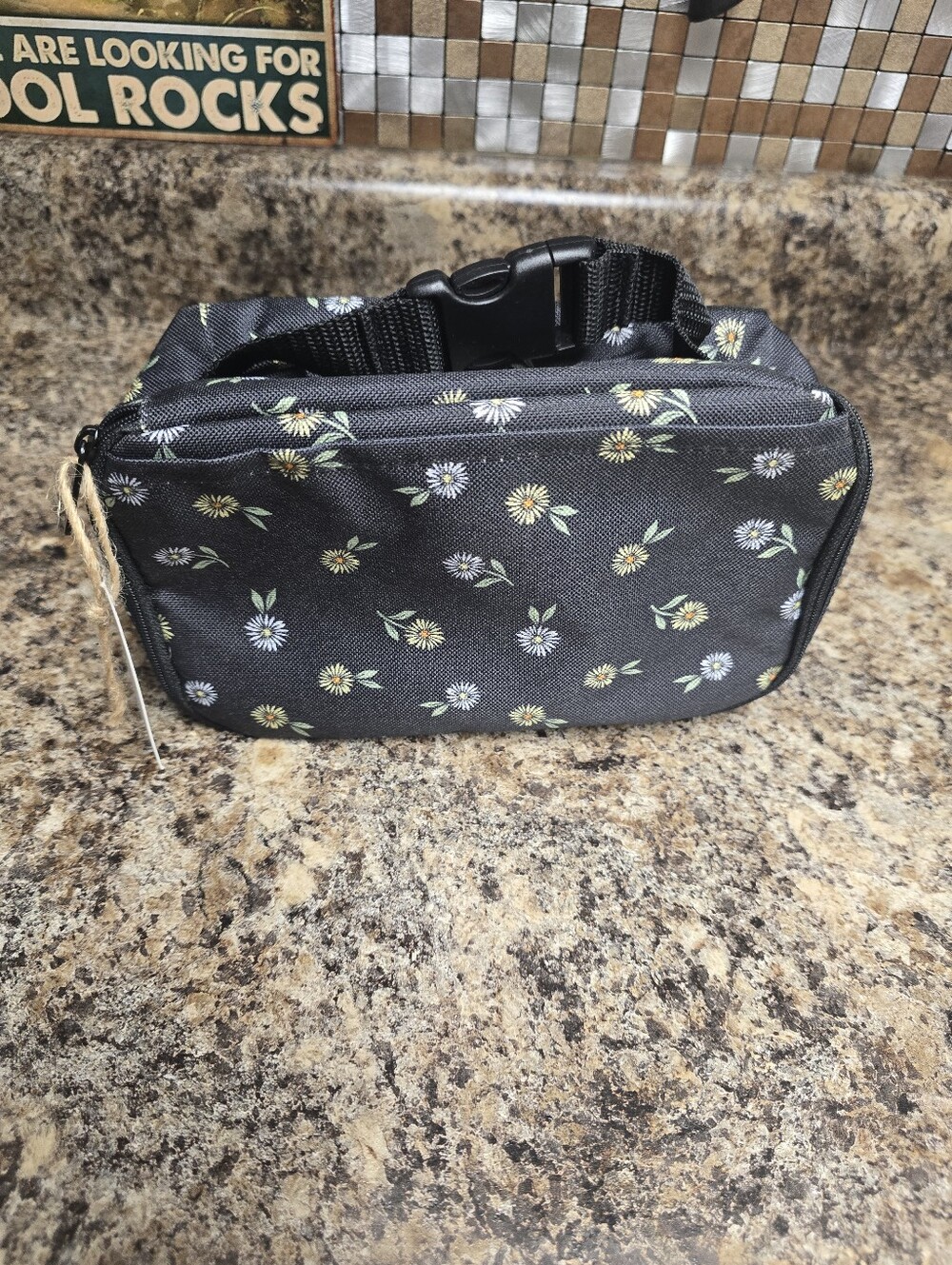 Black Floral Pouch Bag
